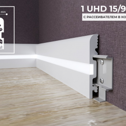 Плинтус напольный дюрополимер 1 UHD 15/90 CL белый, Solid