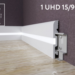 Плинтус напольный дюрополимер 1 UHD 15/90 CL белый, Solid