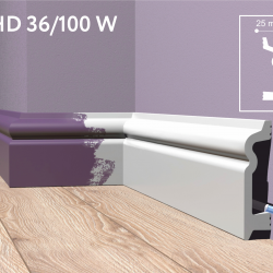 Плинтус напольный дюрополимер 1 UHD 36/100 белый, Solid